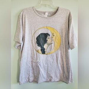 Gray Graphic T-Shirt with Moon Design
